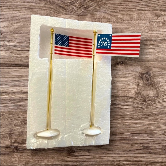 Dept. 56 Christmas Snow Village Accessory - Long May She Wave -Set of 2 Flags - Picture 2 of 3